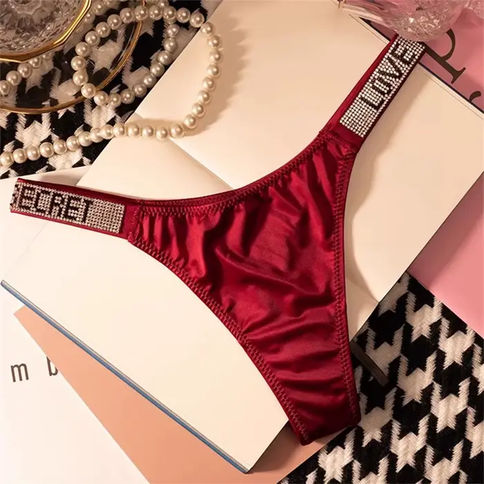 Červené víno/Leopard Sexy lesklé drahokamu tangá Dámske bezšvíkové spodná bielizeň Sexy športové dámy Plus veľkosť T-Back nohavičky