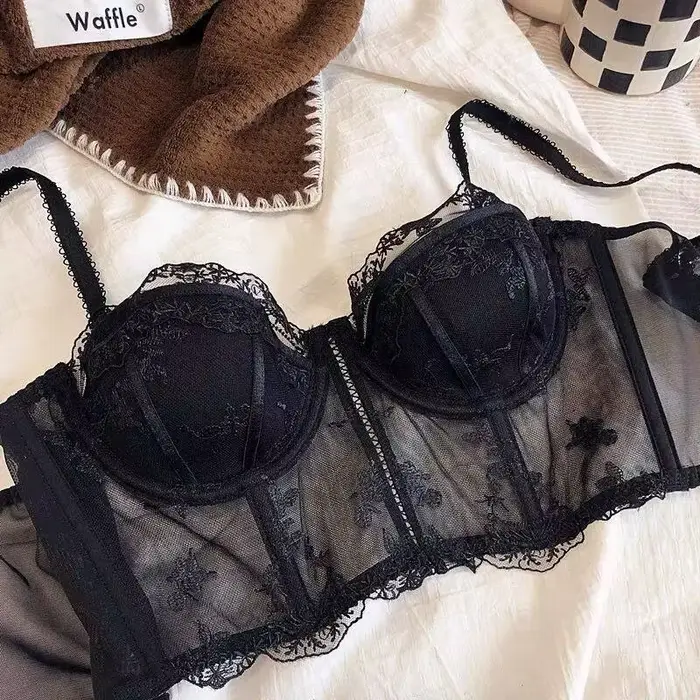 Dlhá podprsenka z vyšívanej čipky tri štvrtiny sexy opláštenie galbant pre ženy špeciálne príležitosti spodná bielizeň francúzsky retro