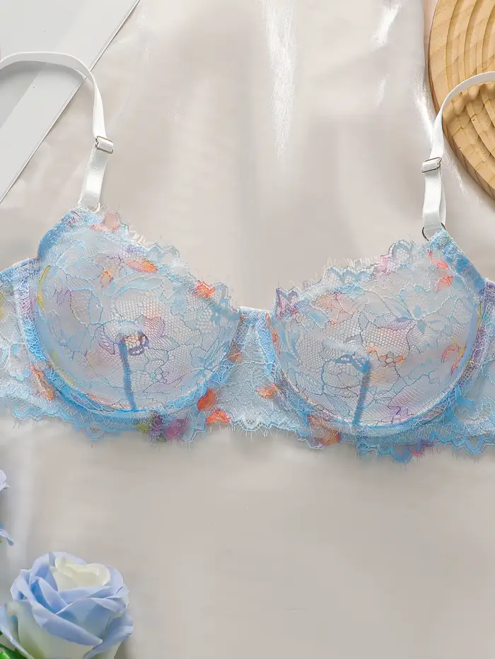 Sexy priehľadný čipkový set spodnej bielizne pre ženy s oceľovými obručami