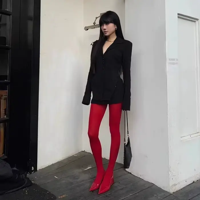 Dámske červené priehľadné pančuchy, tenké spodná bielizeň, zimné pančuchy, čipky legíny, Bodice, sexy dámske ponožky, nové