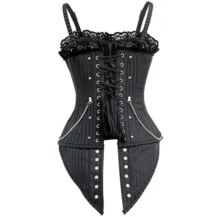 Corset Steampunk Femme avec Dentelle et Motifs Rayés Pour Occasions Spéciales