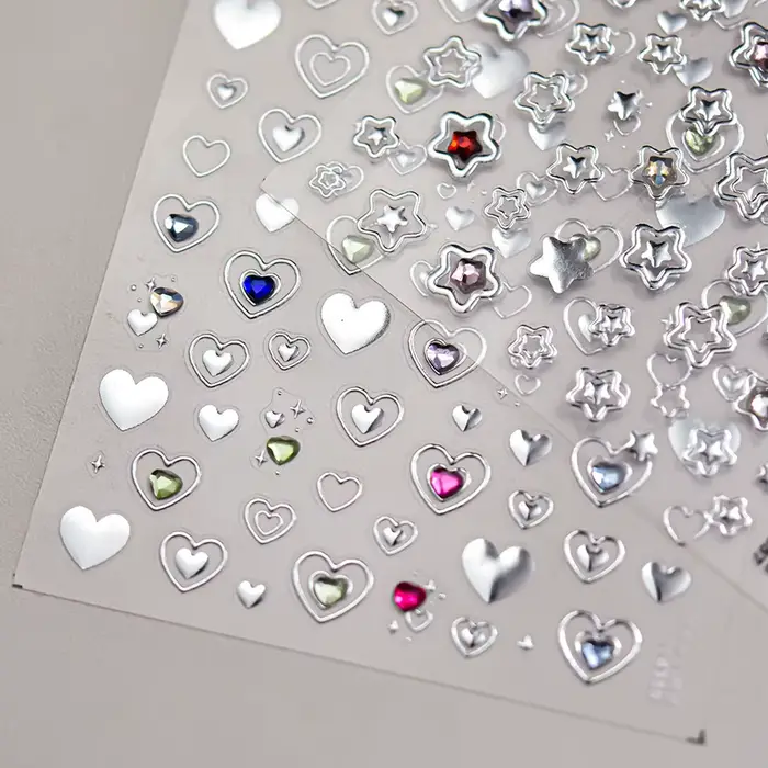 1 pièce 5D couleur cristal étoile ongles autocollants haute qualité amour brillant argent creux frot