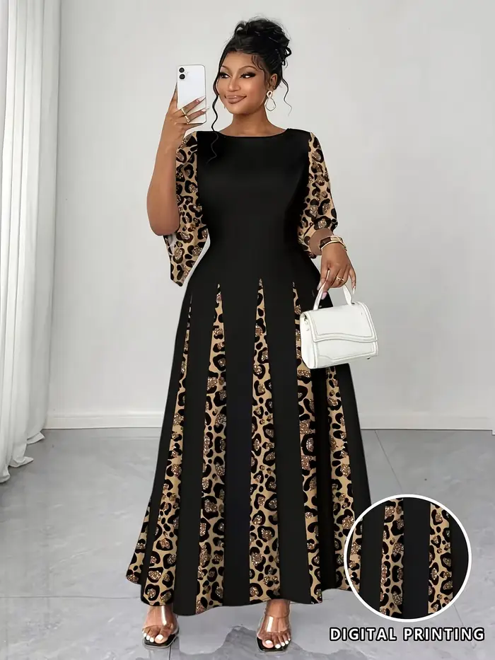 Elegantné leopardie šaty maxi