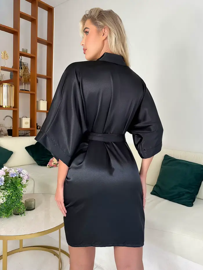 Elegantné večerné šaty zo saténového polyesteru pre ženy, mäkké a pohodlné jesenné pyžamo, pre večierky a špeciálne príležitosti