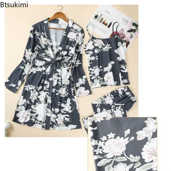 3 kusy pyžamový set pre ženy, vnútorné oblečenie, letný štýl ľahký, pohodlný, ležérny, jednoduchý, všestranný, elegantný, voľný strih