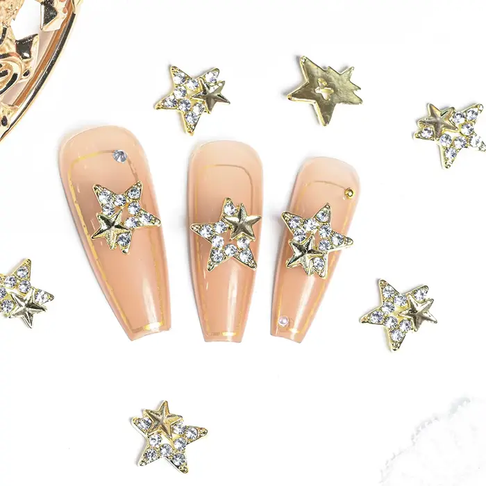 10 kusov 3D strieborný pentagram hviezda Nail Art zliatina kamienky luxusné kovové hviezdicové prívesky na nechty šperky drahokam manikúra