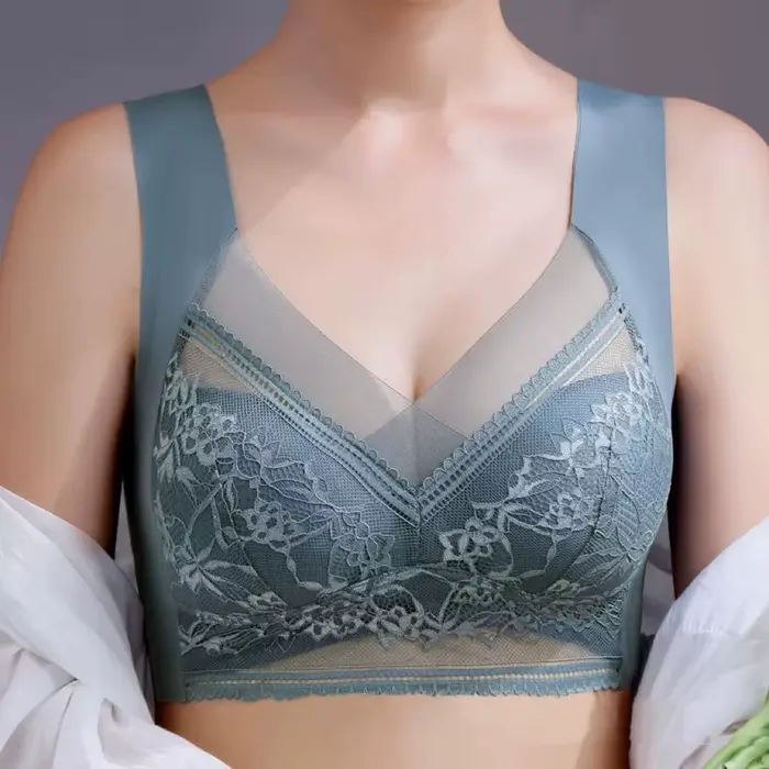 1 ks Dámska čipka Plus veľkosť základné podprsenka proti prehýbaniu štíhla vesta s polstrovanou žena podprsenka Lady Ice hodvábne bezšvíkové pohodlie priedušná podprsenka