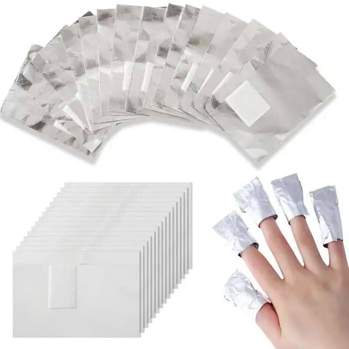 100 ks hliníkové fólie na odstraňovanie laku na nechty Nail Art
