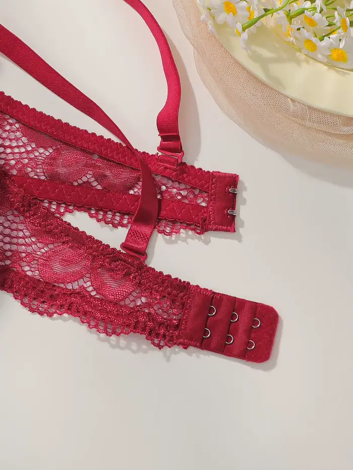 Sexy červená čipka Push Up Bra Set pre ženy podprsenka a nohavičky spodná bielizeň priedušné pohodlné stredné Beanie
