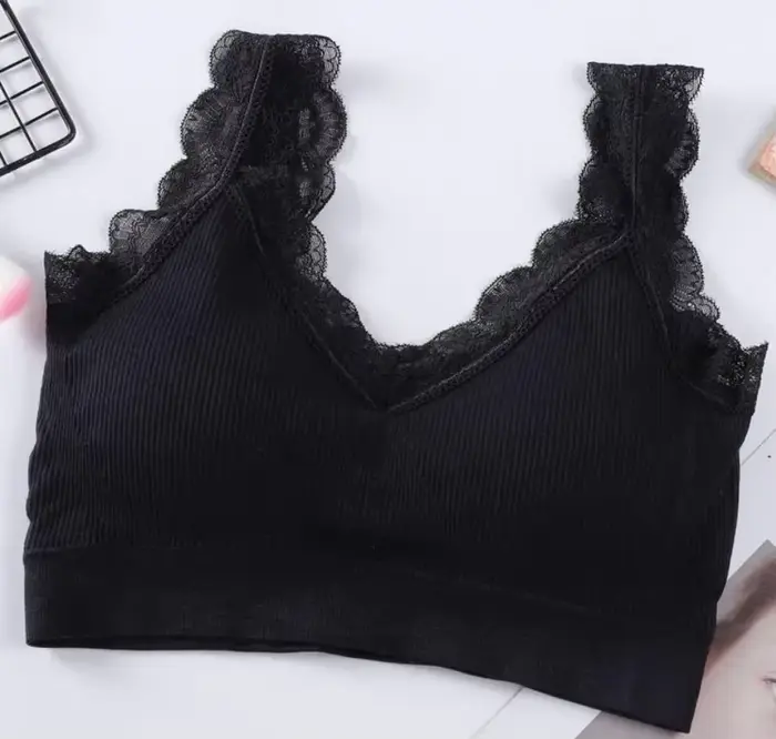 Soutien-gorge Sexy en dentelle pour femmes, sans os, à armatures, Push Up, gilet de sport, débardeur