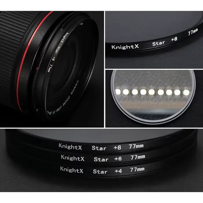 KnightX effets étoile filtre ligne 52mm 55mm 58mm 67mm 77mm filtre d'objectif d'appareil photo pour Canon Eos Sony Nikon Photo photographie