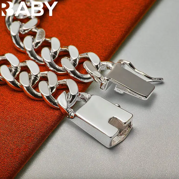URBABY – Štvorcový retiazkový náramok z rýdzeho striebra 925 pre ženy