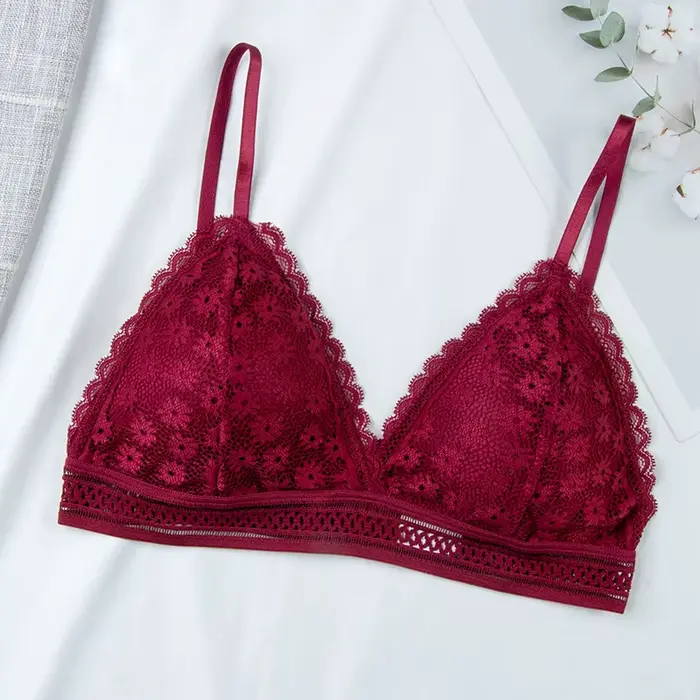 Soutiens-gorge push-up en dentelle florale pour femmes, soutien-gorge rembourré doux, lingerie sexy 