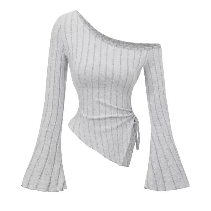 T-shirt manches longues pour femmes, épaules dénudées, coupe cintrée, décontracté, style de rue, asy