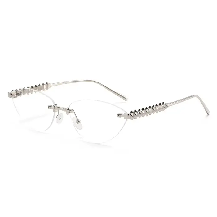 Lunettes de protection sans bords œil de chat Rivet lunettes de soleil femmes marque de luxe ovale d