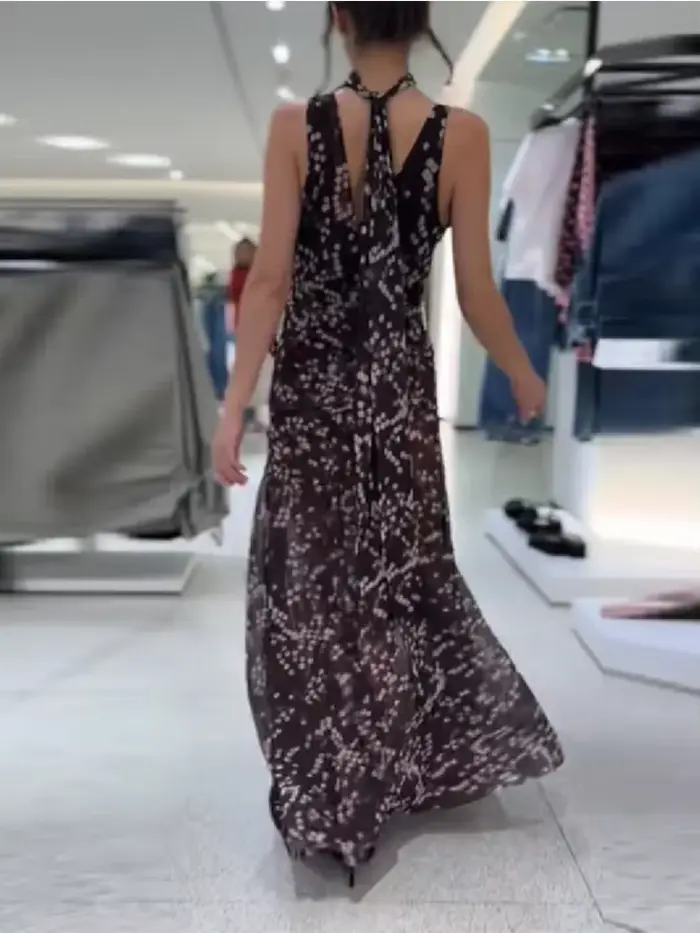 Trendy dlhé maxi šaty pre ženy s bodkami z úpletu