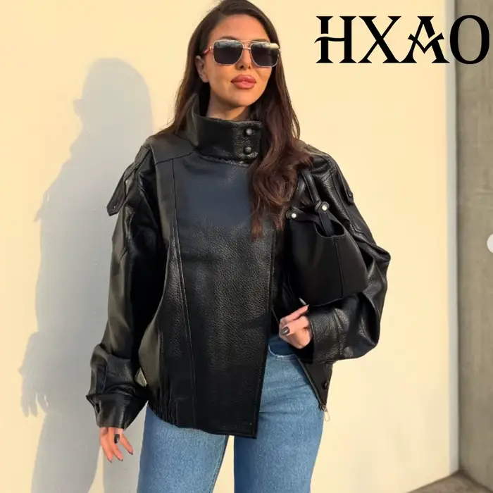 HXAO Dámska bunda z imitácie kože