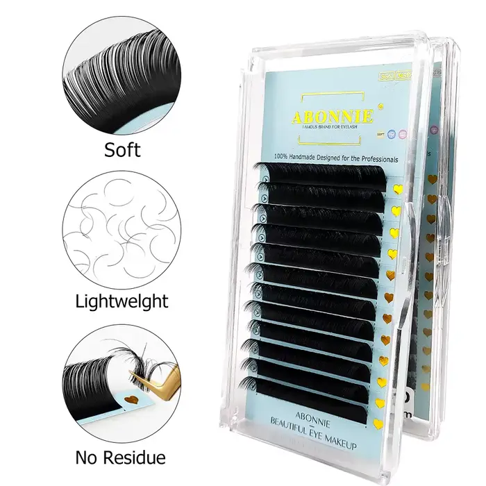 Abonnie cachemire classique Extensions de cils individuels Ultra mat noir cils moelleux Cilia toutes