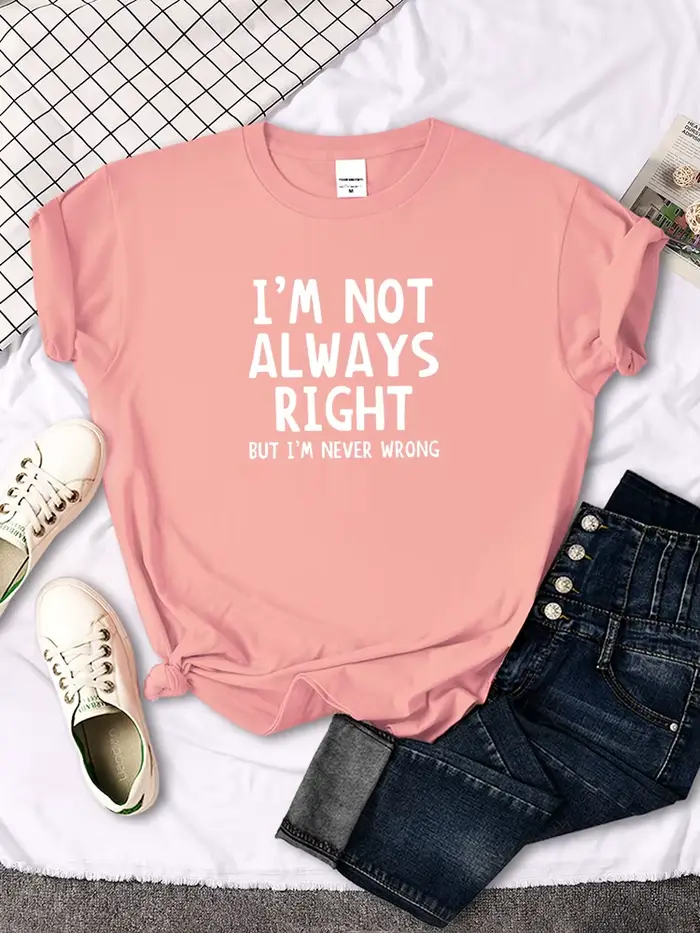 T-shirt col rond femme, estival et décontracté, cool et intéressant avec lettres imprimées