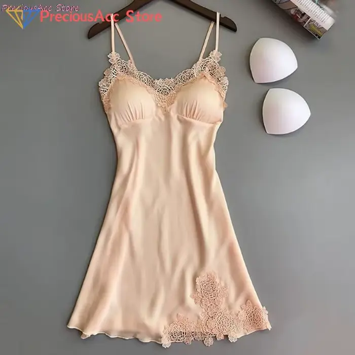 Pletená polyesterová nočná košeľa so sexy čipkou pre ženy, krátka a bez rukávov, ideálna pre teplé noci a špeciálne príležitosti