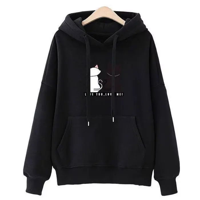 Sweat à capuche décontracté pour femmes, sweat-shirt créatif assorti, Streetwear, motif de chat mign