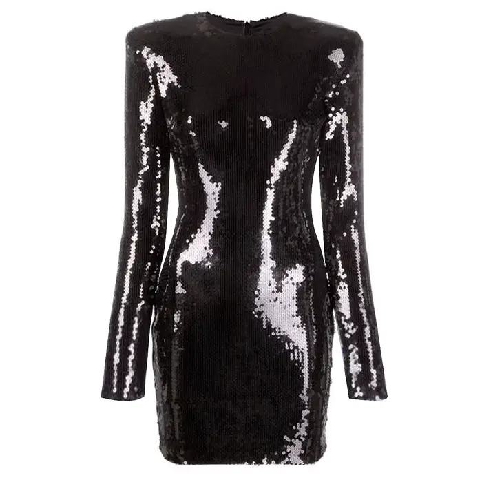 S-XL trois documents de haute qualité solide perlé col rond Slim Fit manches longues court banquet é