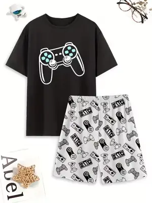 Ensemble pyjama avec manettes de jeu, vêtements d'intérieur confortables pour l'été