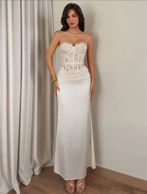 Mermaid svadobné šaty v satén s čipkou korzet, srdce výstrih, prešívaný pás, vlastné svadobné šaty, Vestido De Novia