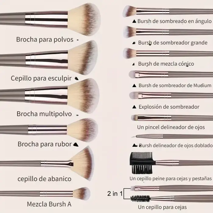 Profesionálna sada 3 až 20 jemných a nadýchaných kefiek na make-up na podkladovú bázu