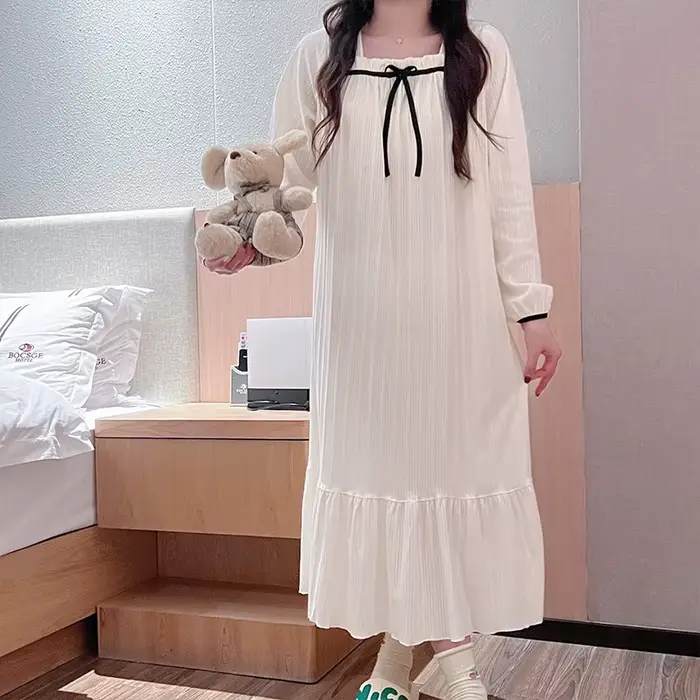 Dámske pyžamo nočná košeľa nové nočná košeľa jarné a jesenné letné pyžamo Homewear roztomilé sladké dlhé študentky nočná košeľa Homewear