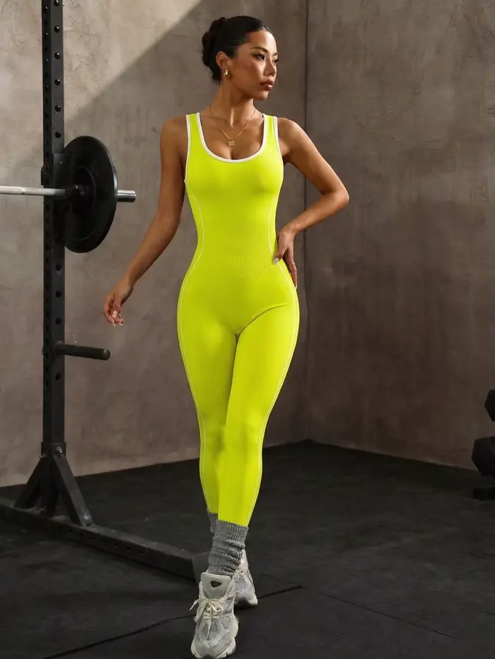 Elastické športové oblek farebný blok bez chrbta sexy, zadok push-up efekt, pre jogu