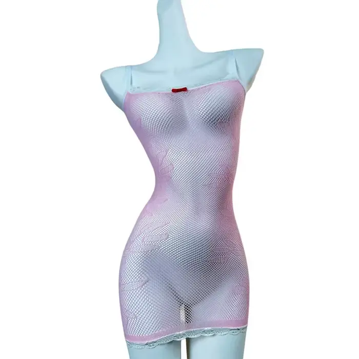 1 kus Sexy obtiahnuté priesvitné sieťované šaty pre ženy