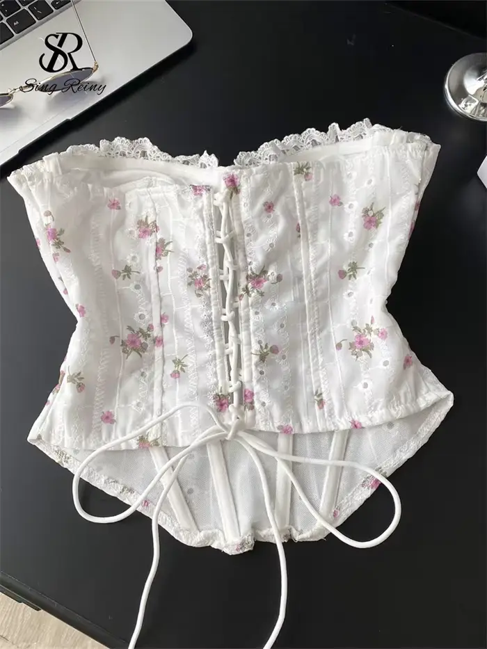 Singreiny korzet z polyesteru a viskózy s kvetinovou výšivkou, sexy a klub pre ženy, špeciálne príležitosti a večer von