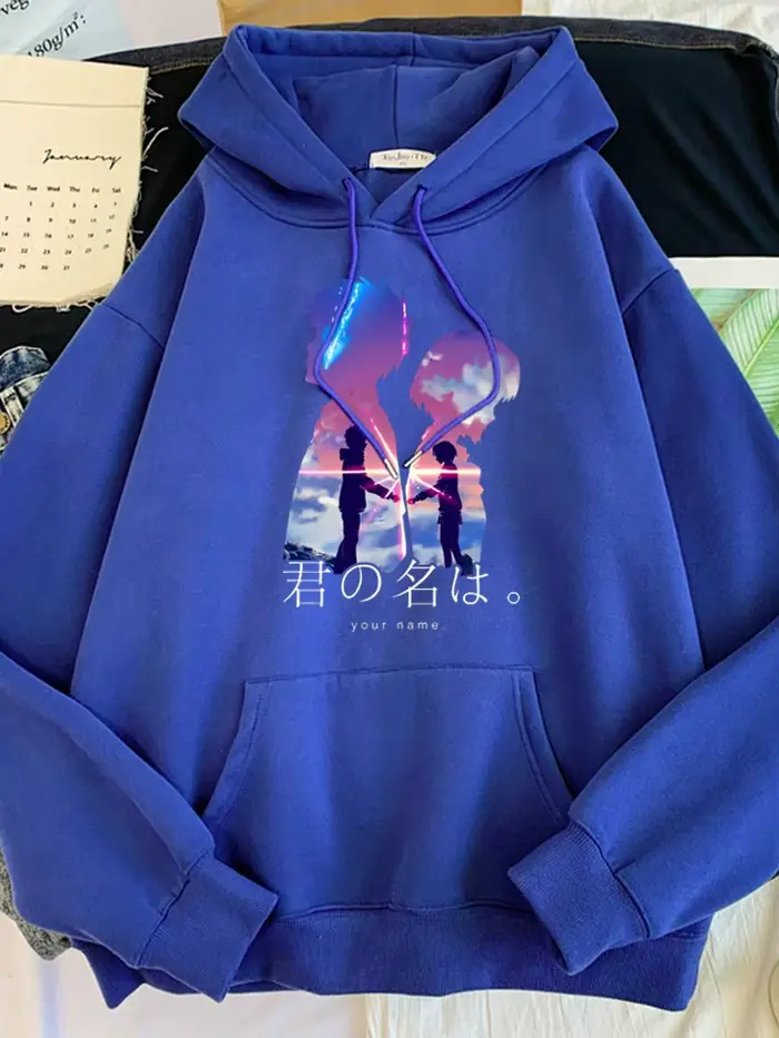 Sweat à capuche à col rond pour femme, vêtement surdimensionné, ample, mignon, avec films d'anime ja