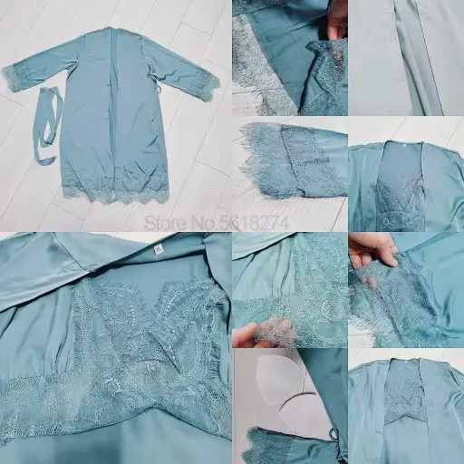 Mäkké saténové dámske nočné kimono pre špeciálne príležitosti, nočné oblečenie, nočnú košeľu, domáce oblečenie, intímne, pohodlné a elegantné spodná bielizeň