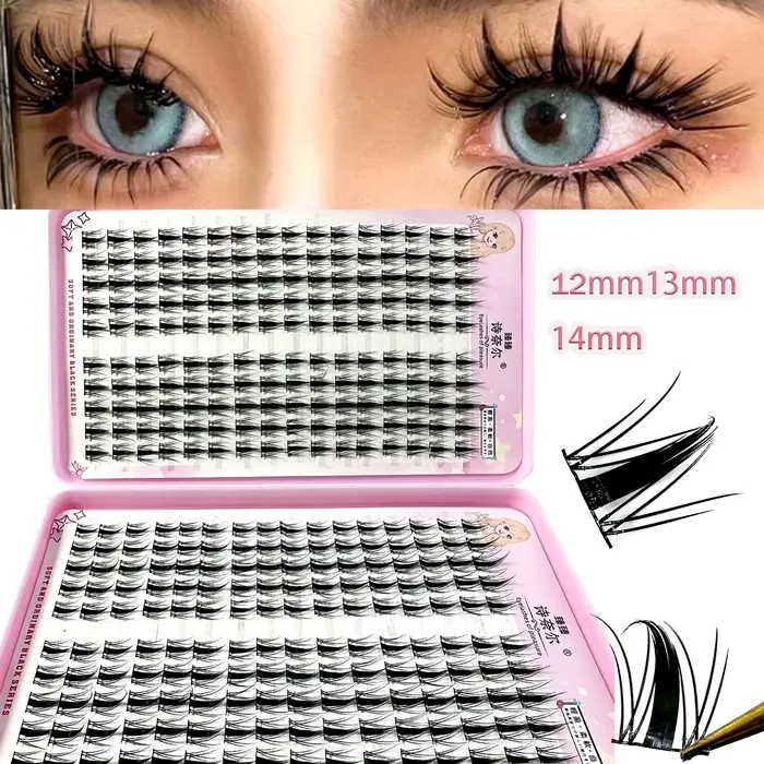 Faux-cils pelucheux effet œil de renard Manga individuel, réutilisables, naturels, épais, longs, Ext