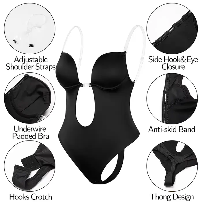 Sexy tvarovacie body pre ženy s hlbokým V výstrihom
