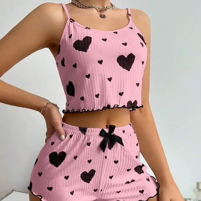 2-dielny set pre ženy pyžamo šortky kostým domáce oblečenie tlačené spodné prádlo Pijama Sexy Lingerie tielka nočná