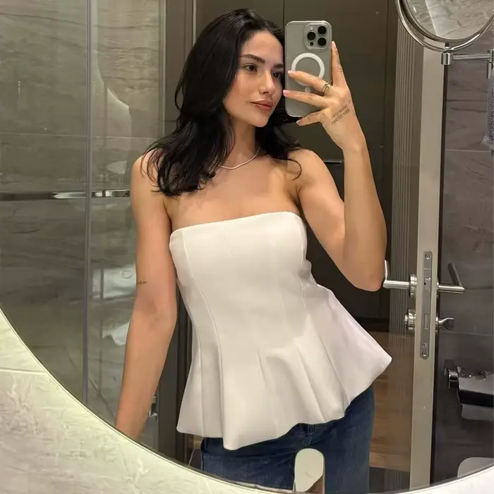 MUJER 2025 Korzet bustier pre ženy mimo ramien krátky top žena Sexy odhalený chrbát tielko