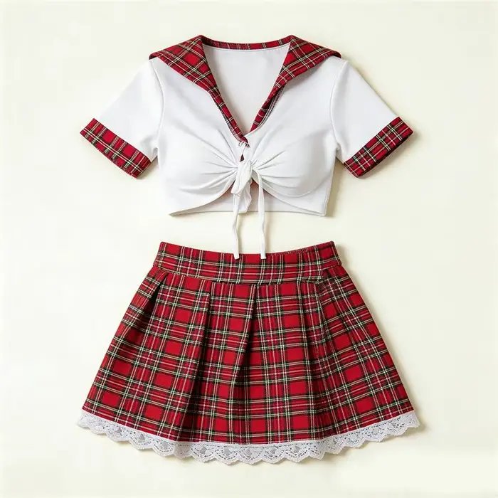 Lingerie rouge sexy pour femme, sous-vêtements érotiques, robe sexy, uniforme de cosplay d'étudiante
