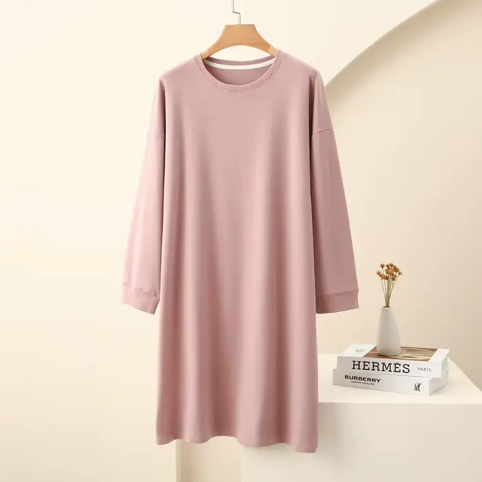 Chemise de nuit en velours optique pour femme, chemise de nuit mi-longue, vêtements de nuit chauds, 