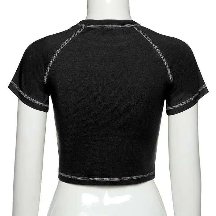 T-shirt femme Harajuku haut court Harajuku rétro coréen noir démon Punk gothique Anime imprimé vêtem