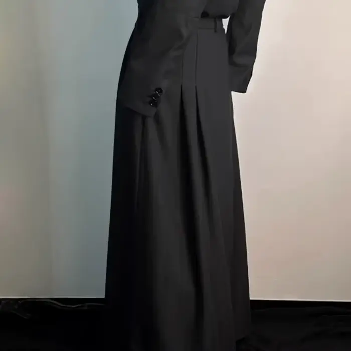 Jupe-culotte gothique superposée à la japonaise double couche pour hommes pantalon longueur cheville plissé jambes larges style décontracté occassions spéciales