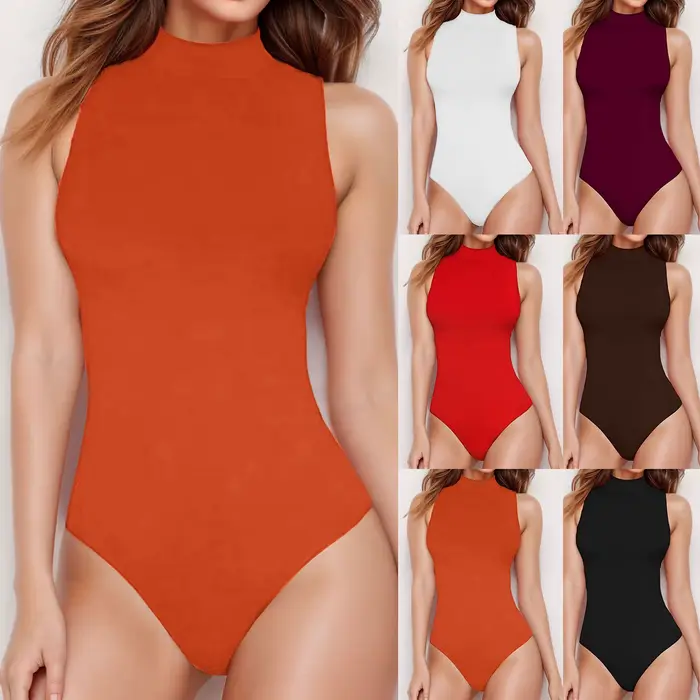 Sexy Slim Fit Dámske body bez rukávov pletený bavlnený golier nové Cross-Border Streetwear chudnutie body
