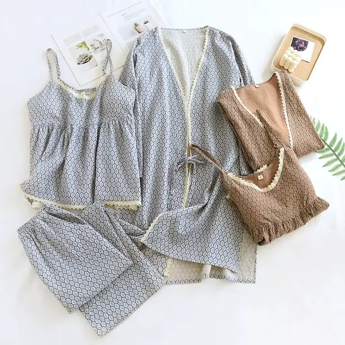 Dámske bavlnené pyžamo set, veľkosť M L XL, dlhý rukáv, výstrih, jemný potlač, pre jeseň, pohodlie a eleganciu