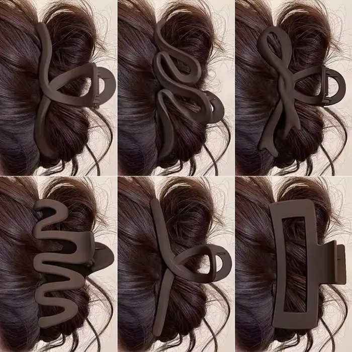 Grande pince à cheveux géométrique marron élégante pour femmes et filles, joli ornement capillaire,
