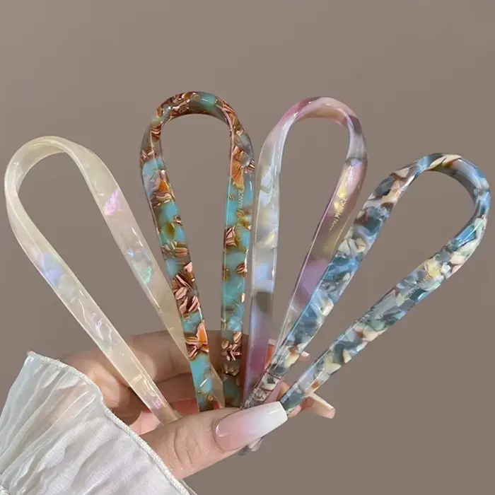 Bâtons de cheveux en forme de U, fourchette à cheveux en acétate acrylique, pinces à cheveux, nœud à