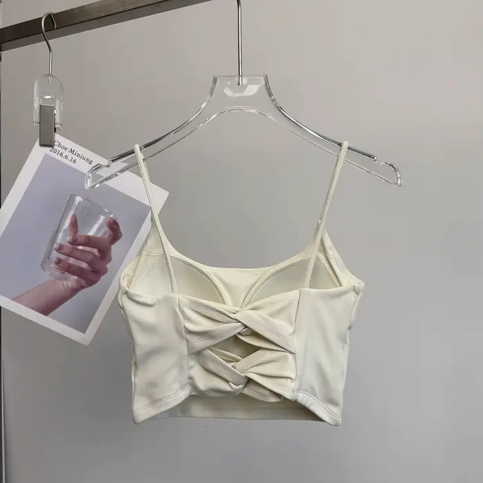 Dámska integrovaná športová podprsenka, ideálna pre jogu, beh a fitness, so sexy chrbtom, pohodlná na leto, štýl tielko