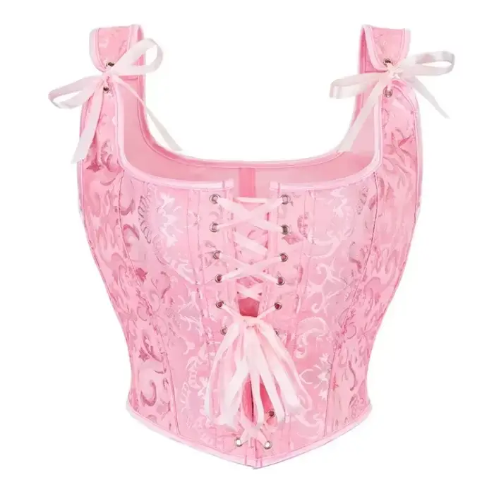 Dámske Vintage korzet, krátky top, gotický tielko čipka-up, vykostené Bustier, popruhy, zoštíhľujúce oblečenie, pás tvarovanie