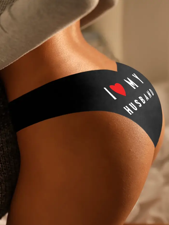 Culotte de Bikini effrontée, slip sans couture, sous-vêtements ludiques avec j'aime mon mari, string imprimé pour femmes, cadeaux fantaisistes